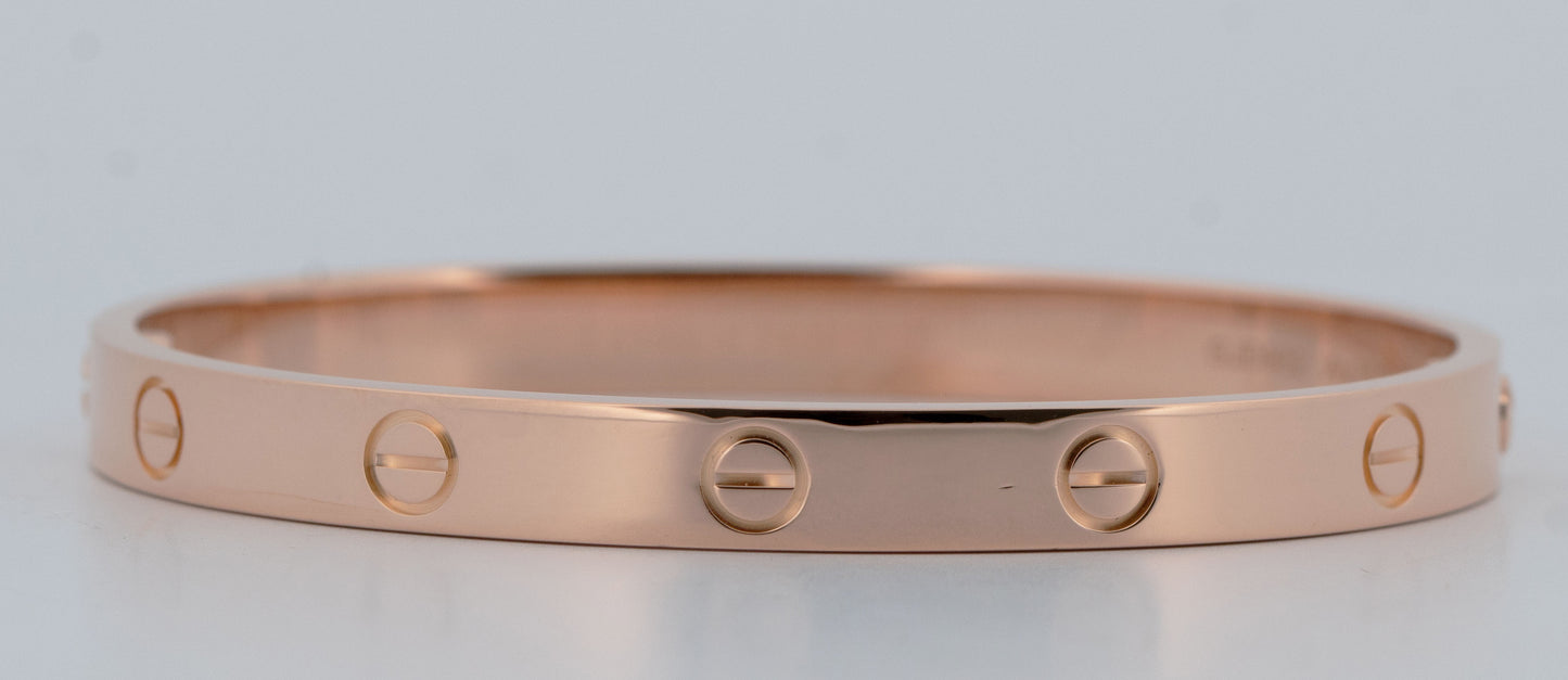 PAPERS Cartier LOVE Bracelet 18K ROSE Gold Size 17 AU 750 Screwdriver Band BOX