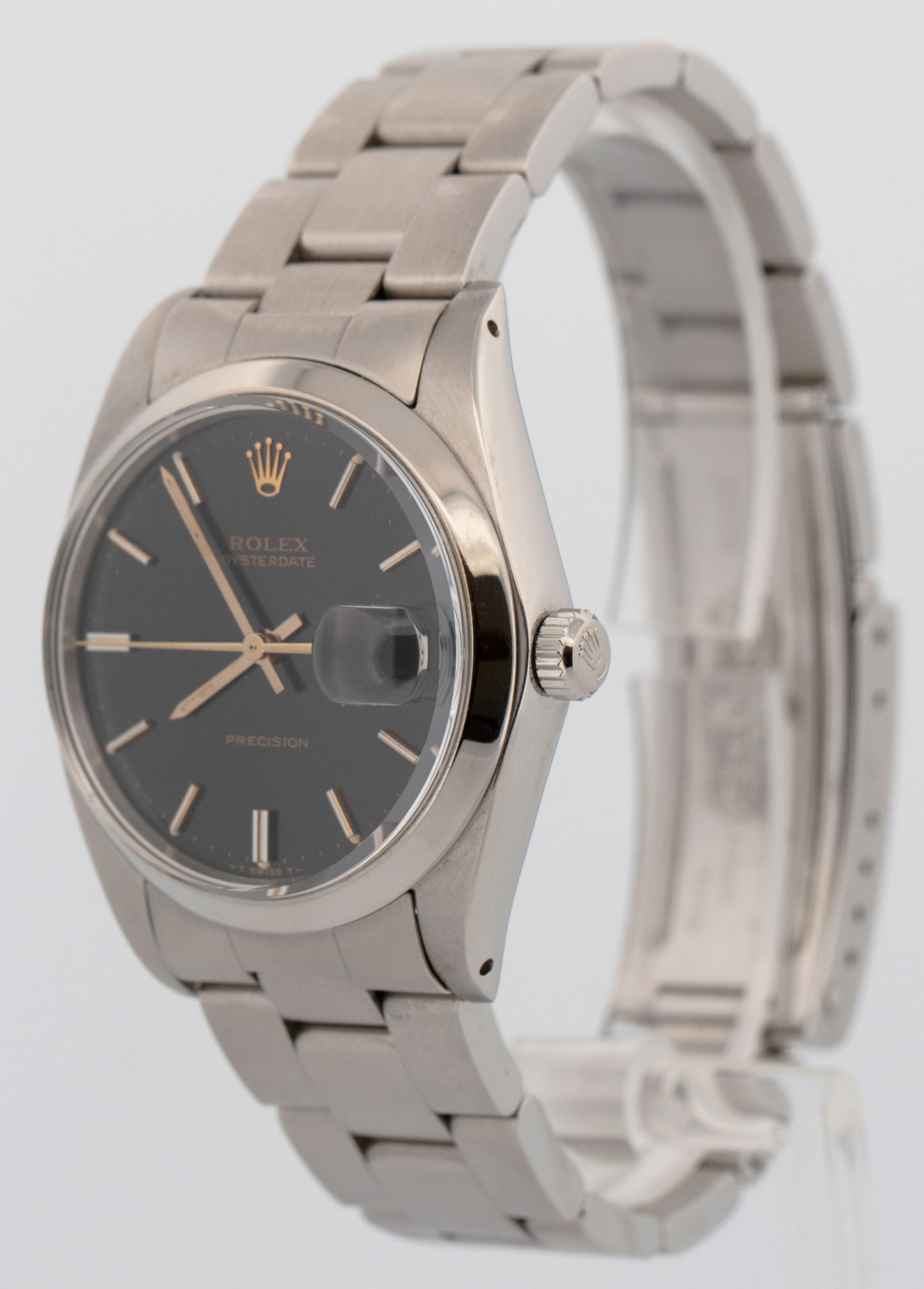 Rolex SERVICE CENTER Oysterdate Precision BLACK Stainless 34mm 6694 Watch BOX