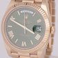 MINT PAPERS Rolex Day-Date 40mm OLIVE Green President 18K Rose Gold 228235 BOX