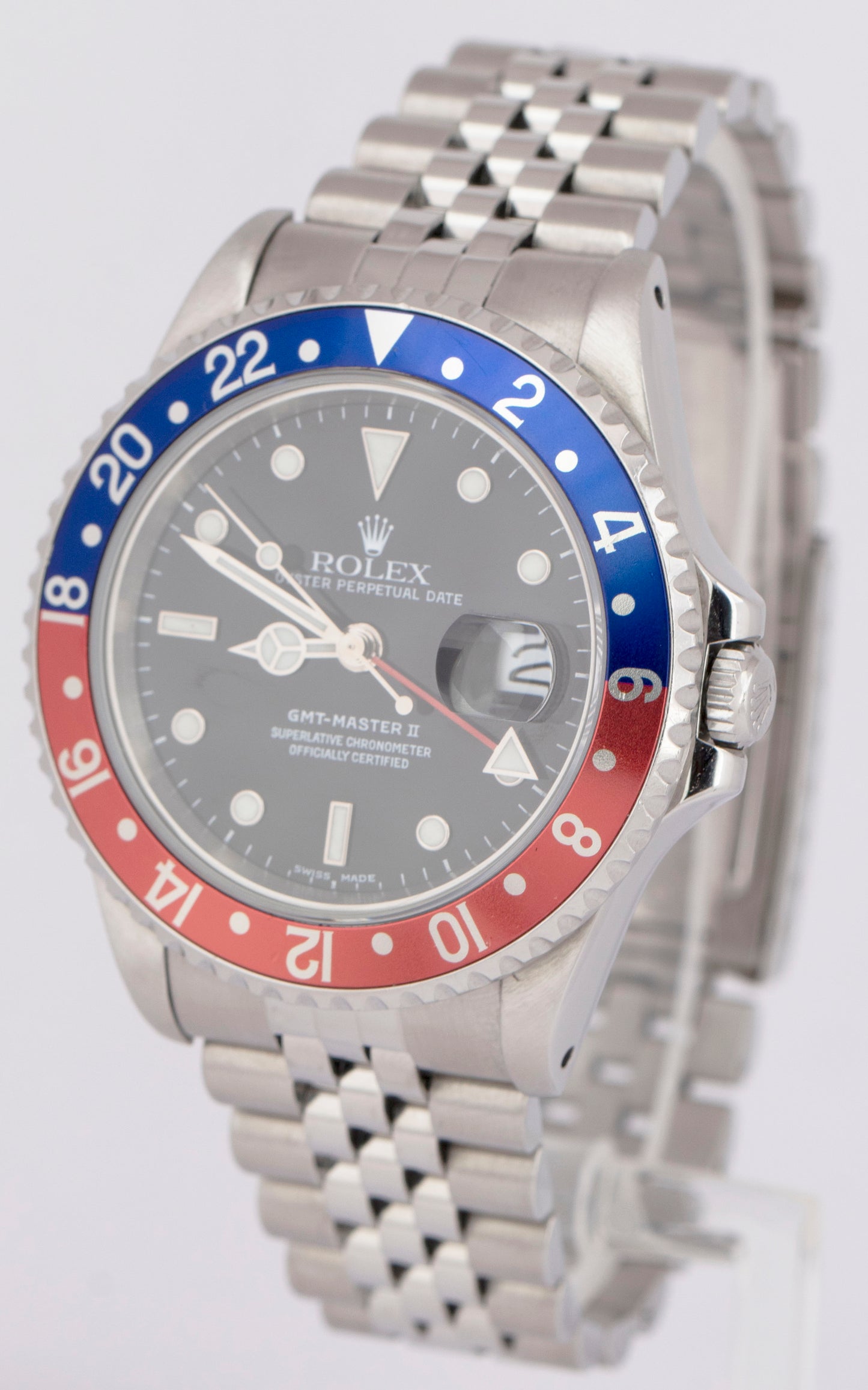 MINT Rolex GMT-Master II 'PEPSI' 40mm Blue Red Stainless JUBILEE Watch 16710