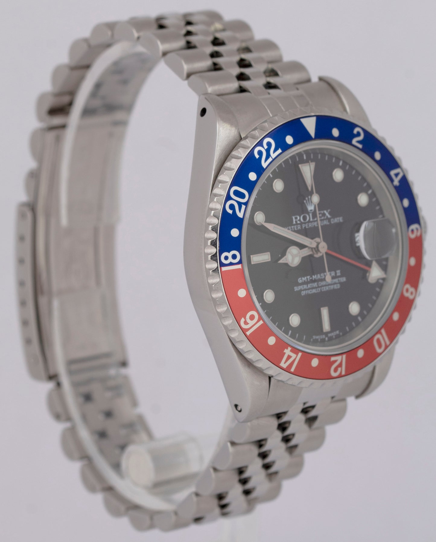 MINT Rolex GMT-Master II 'PEPSI' 40mm Blue Red Stainless JUBILEE Watch 16710