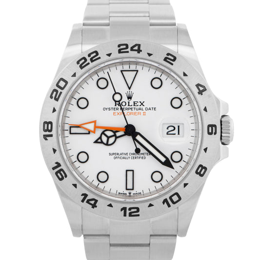 PAPERS Rolex Explorer II 42mm POLAR WHITE Date GMT Steel 226570 Watch BOX