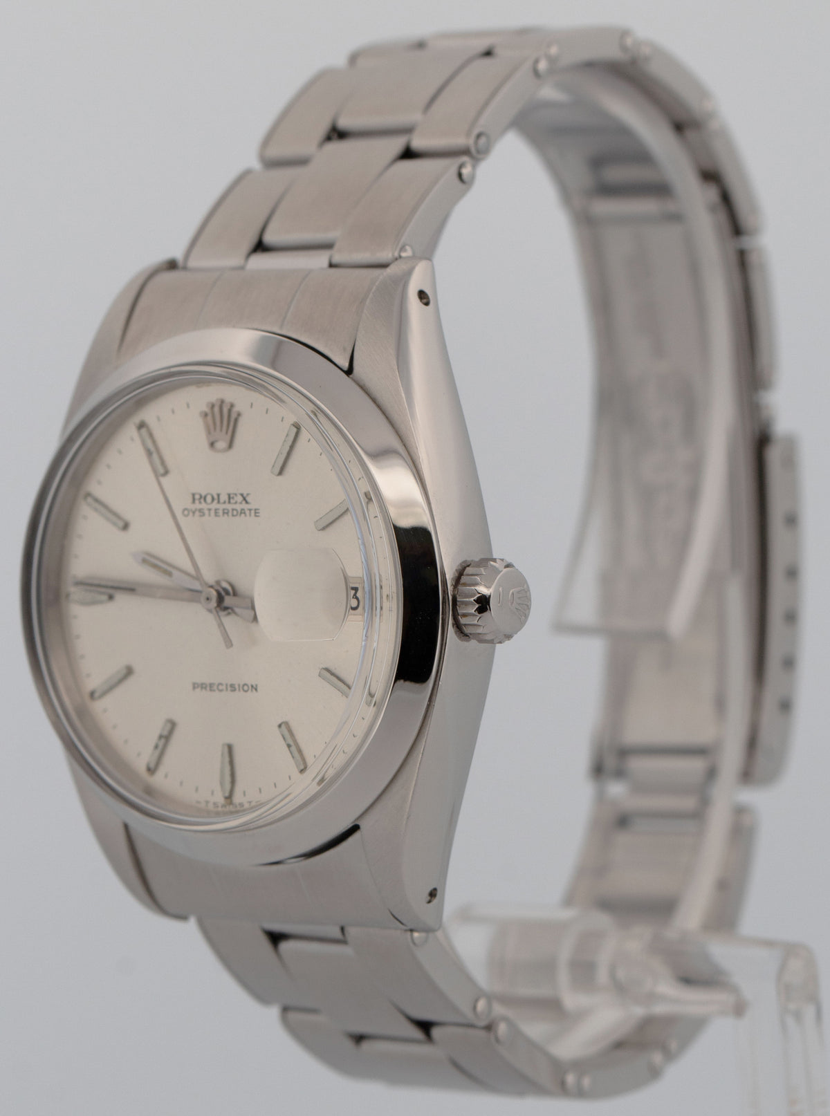1967 Rolex Oysterdate Precision Silver Stainless Manual Wind 34mm 6694 Watch