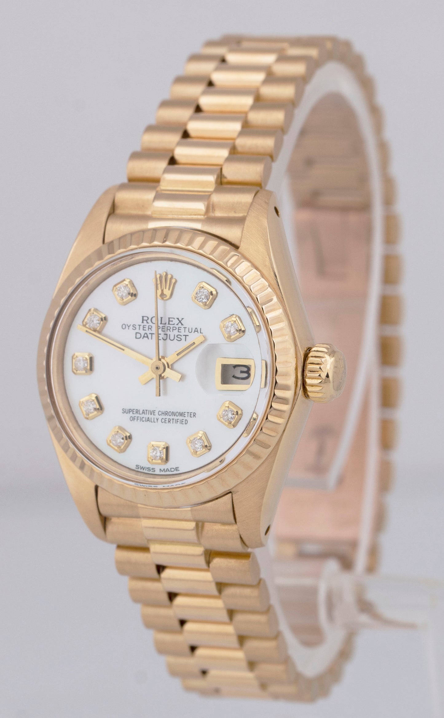 MINT Ladies Rolex Presidential Date 26mm 6917 Mother of Pearl Diamond Watch BOX