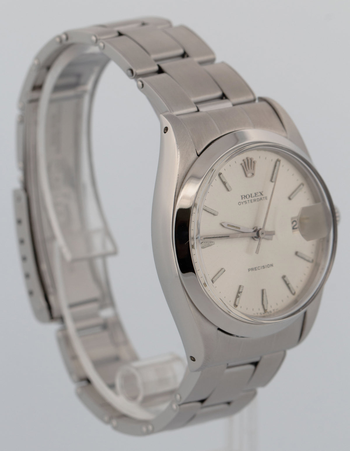 1967 Rolex Oysterdate Precision Silver Stainless Manual Wind 34mm 6694 Watch