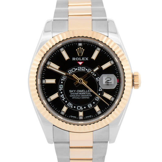 MINT PAPERS Rolex Sky-Dweller Two-Tone 18K Gold Black 42mm 326933 Watch BOX