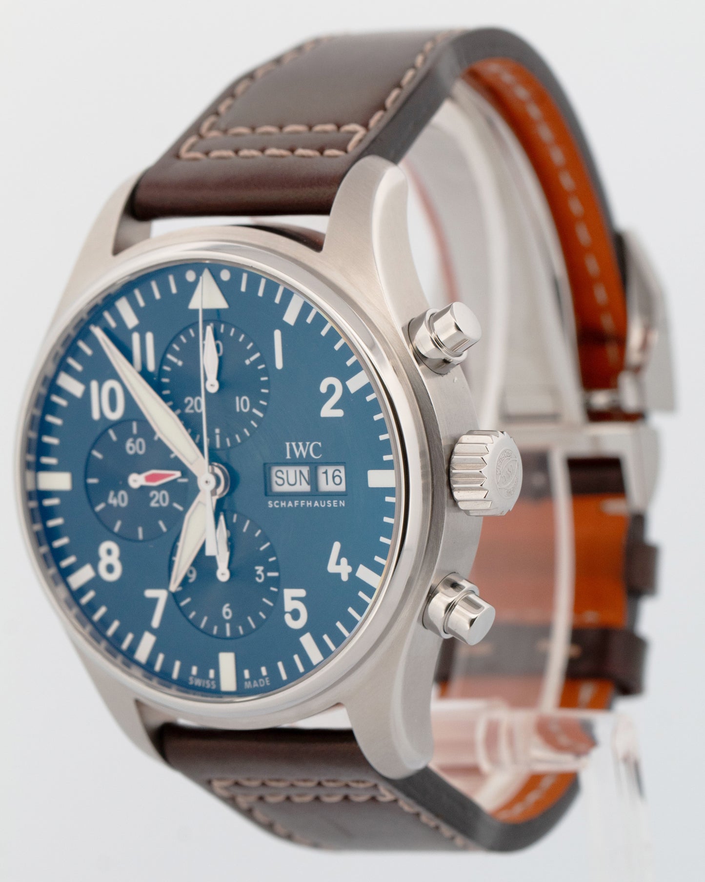 IWC Pilot Le Petit Prince BLUE 43mm Leather Chronograph Automatic IW377714 Watch