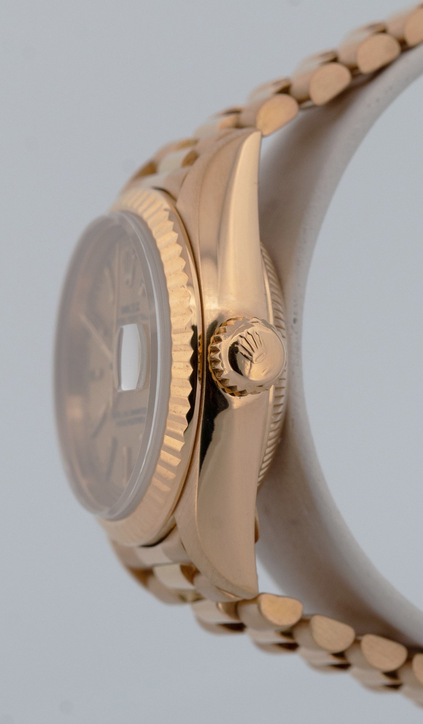 Ladies Rolex DateJust President 26mm CHAMPAGNE TAPESTRY 18K Fluted 69178 BOX