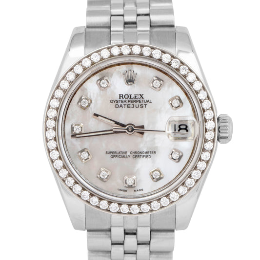 Ladies Rolex DateJust 31mm MOTHER OF PEARL DIAMOND Super Jubilee 178274 Watch