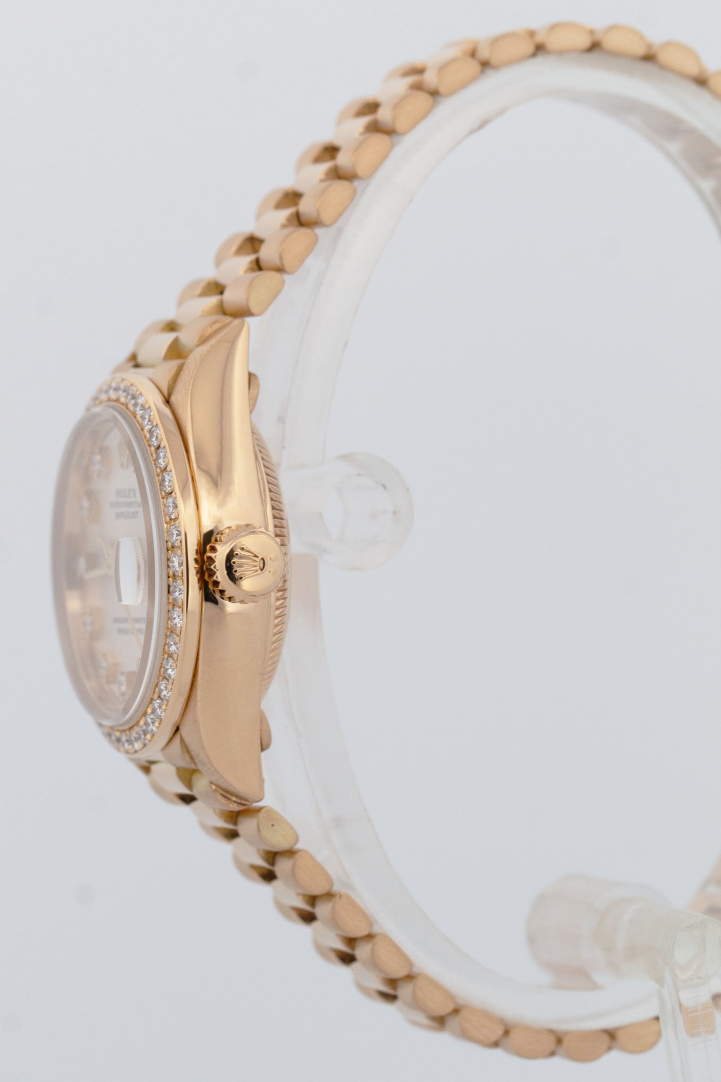 Ladies Rolex DateJust President 26mm FACTORY DIAMOND 18K Yellow Gold Watch 69138