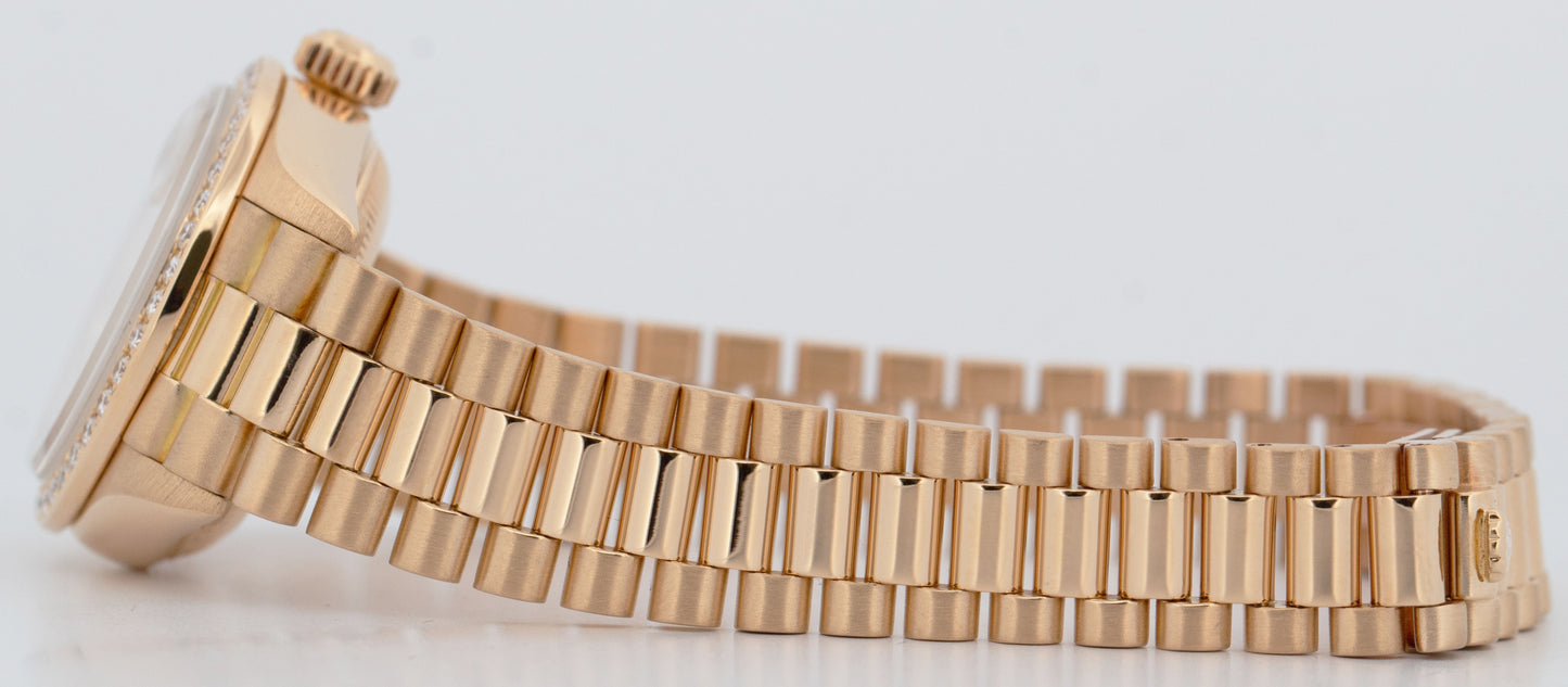 Ladies Rolex DateJust President 26mm FACTORY DIAMOND 18K Yellow Gold Watch 69138