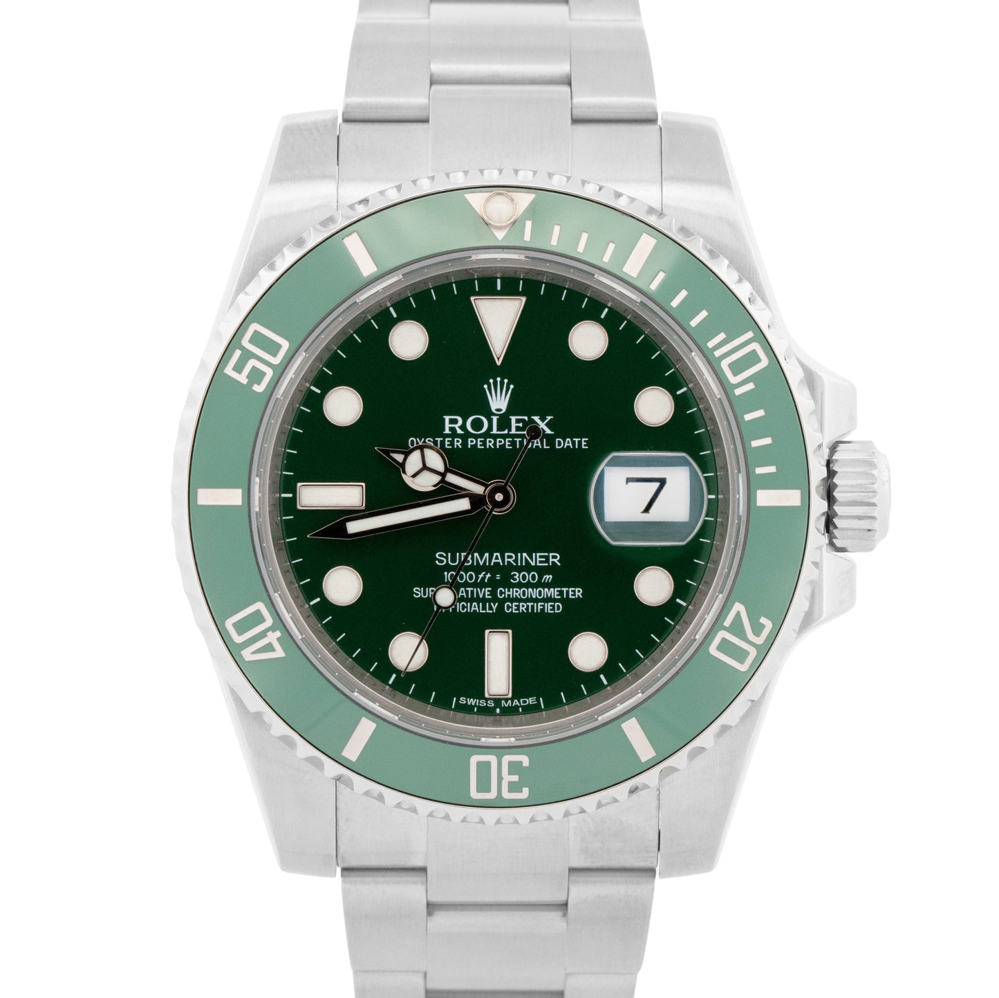 PAPERS Rolex Submariner HULK Ceramic Stainless Green 40mm 116610 LV Watch BOX