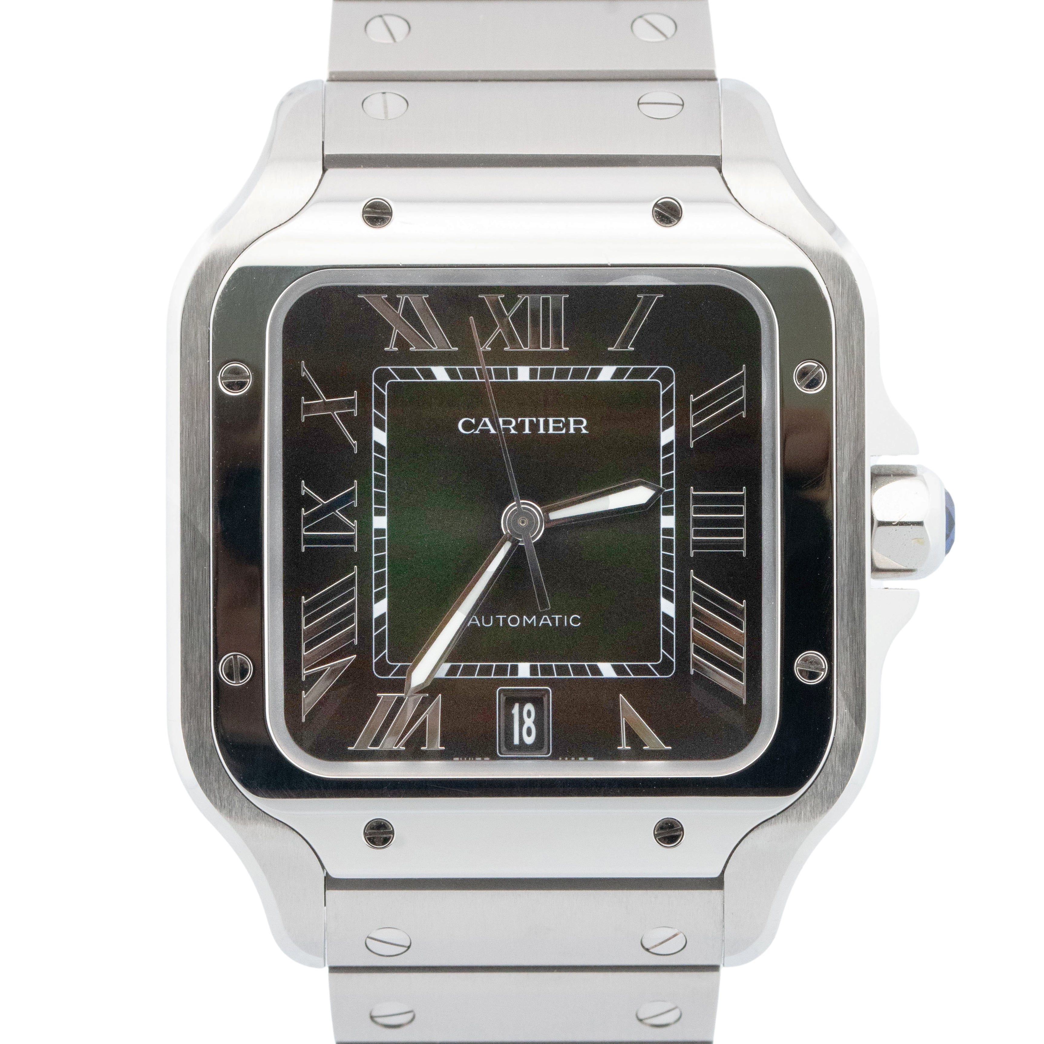 Cartier Santos-Dumont GREEN Stainless Leather WSSA0062 4072 39.8mm