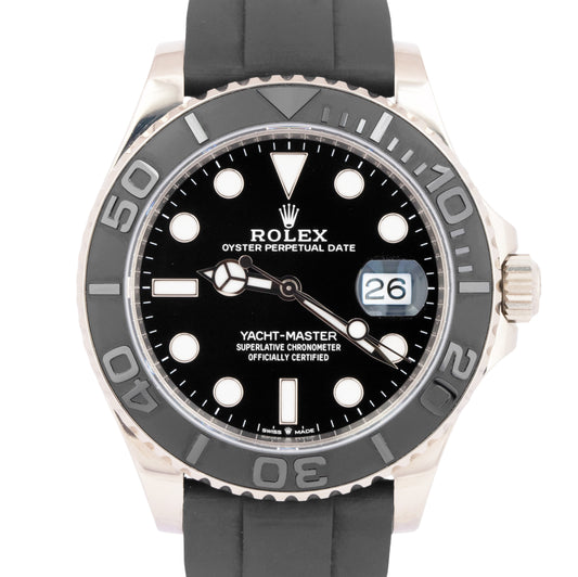 MINT 2023 Rolex Yacht-Master 18K White Gold Rubber Oysterflex Black 42mm 226659