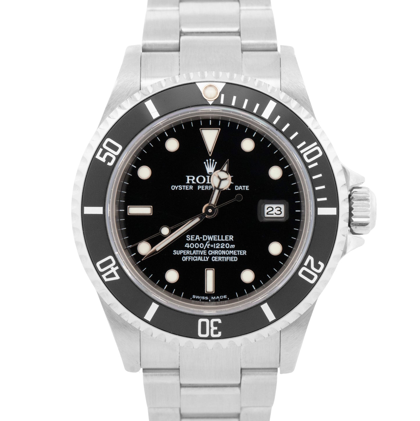 2004 Rolex Sea-Dweller 16600 40mm Black NO-HOLES Stainless Steel Date Dive Watch