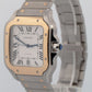 PAPERS Cartier Santos SILVER WHITE 18K Gold Steel 39.8mm 4072 W2SA0009 BOX