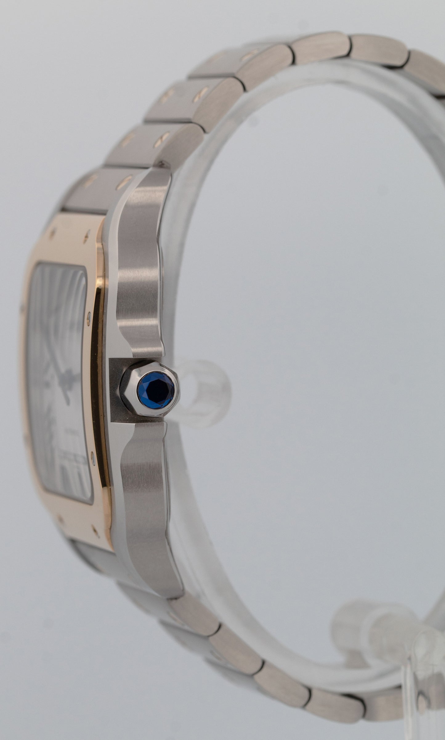 PAPERS Cartier Santos SILVER WHITE 18K Gold Steel 39.8mm 4072 W2SA0009 BOX
