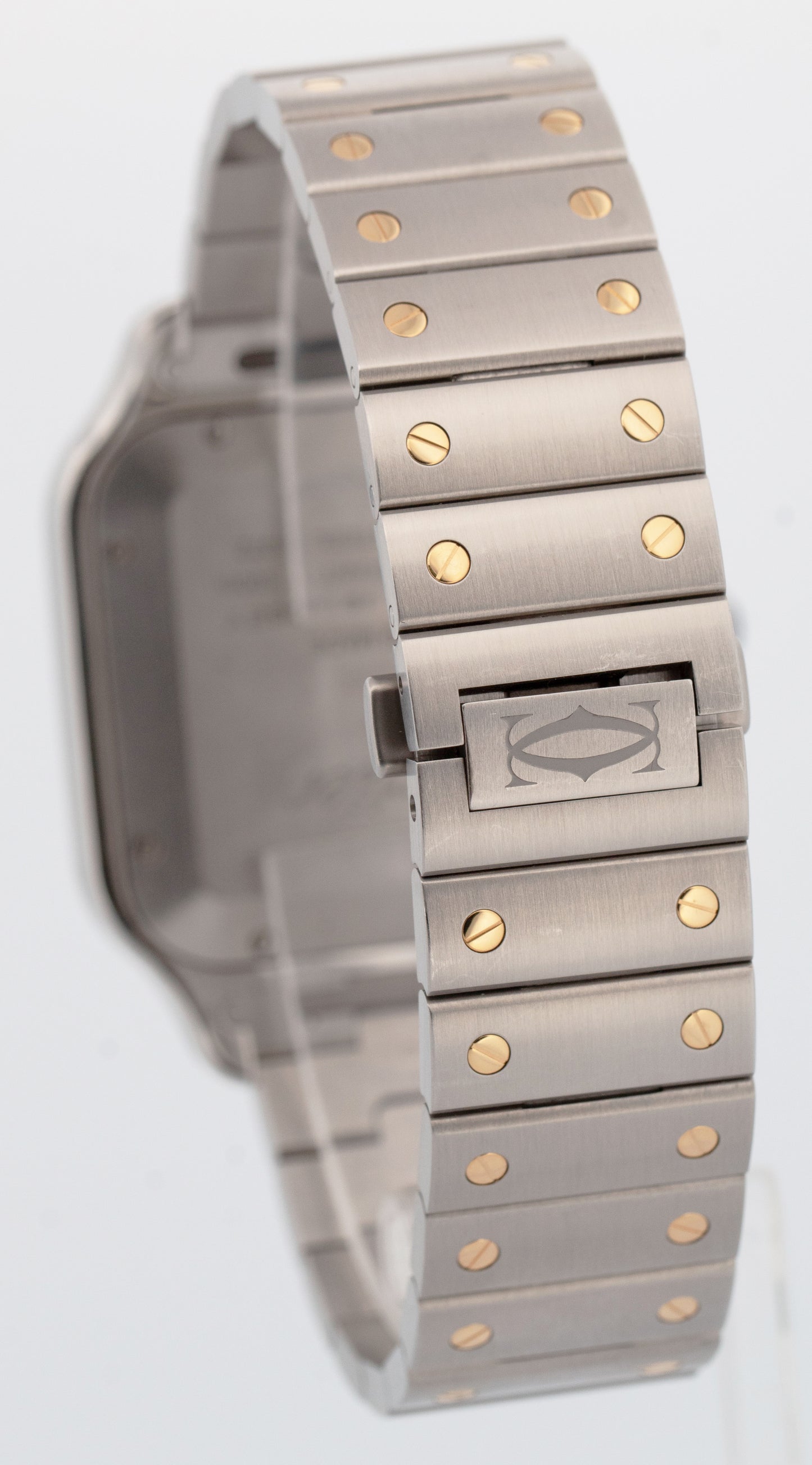 PAPERS Cartier Santos SILVER WHITE 18K Gold Steel 39.8mm 4072 W2SA0009 BOX