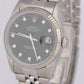 MINT PAPERS Rolex DateJust 36mm FACTORY Black Diamond 18K Fluted Watch 16234 BOX