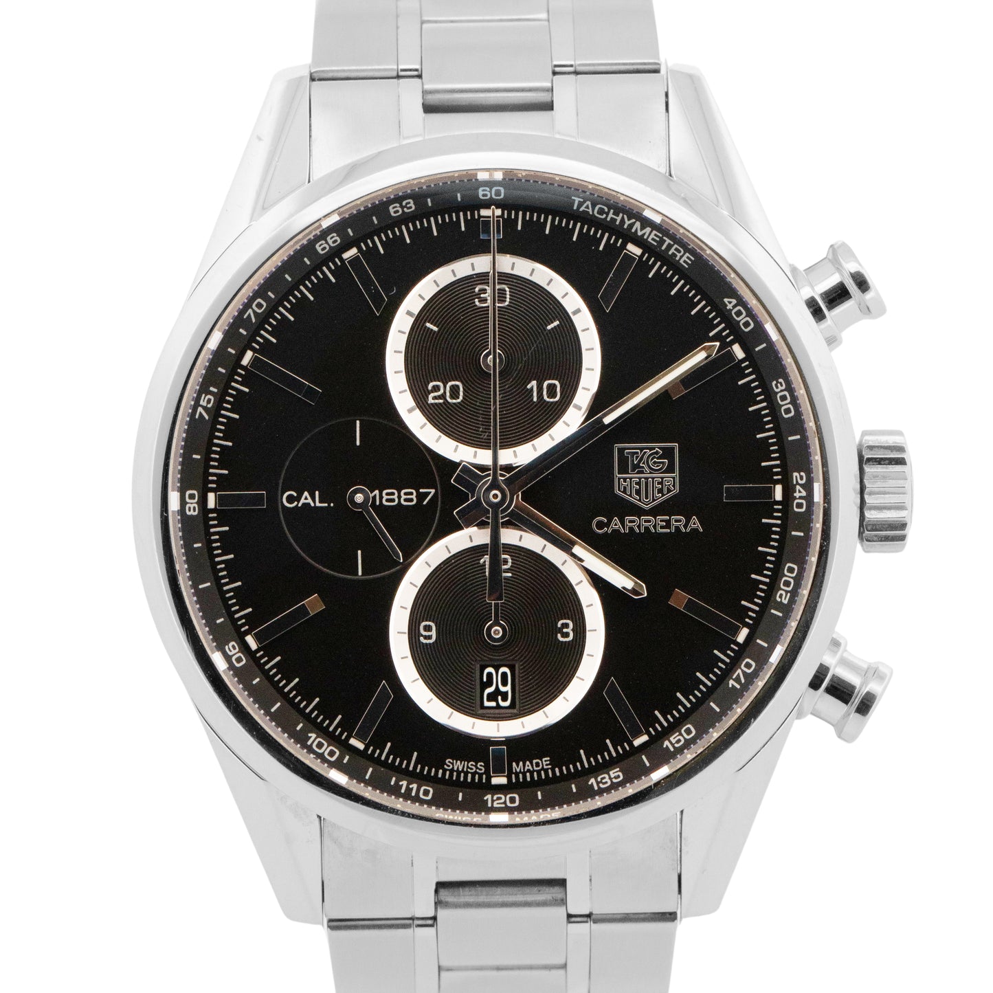 Tag Heuer Carrera Stainless Steel Black 41mm Date Automatic Watch CAR2110.BA0724