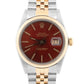 Rolex DateJust 36mm RED 18K Two-Tone Yellow Gold Stainless JUBILEE Watch 16013