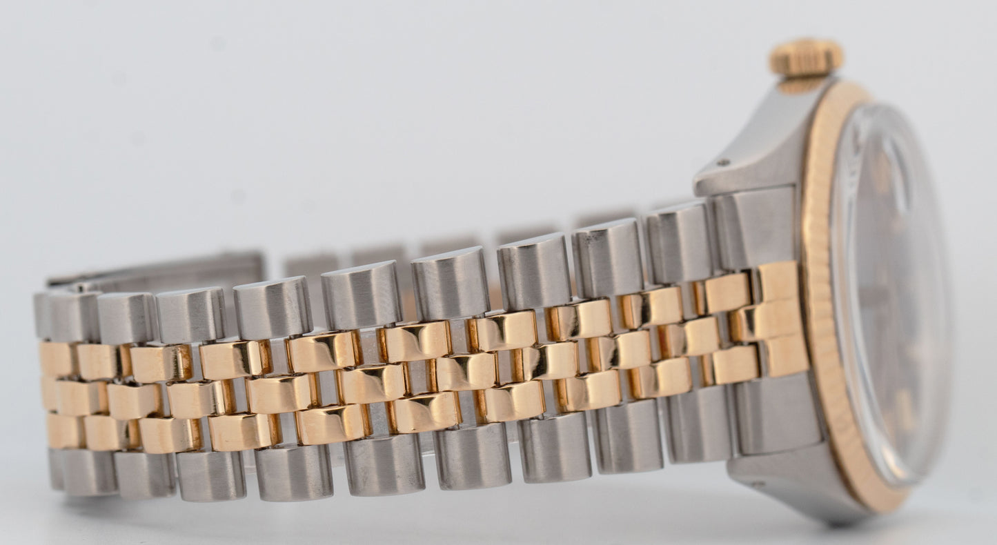 Rolex DateJust 36mm RED 18K Two-Tone Yellow Gold Stainless JUBILEE Watch 16013
