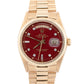 Rolex Day-Date President DIAMOND OXBLOOD STELLA Dial 36mm 18K Gold Watch 1803