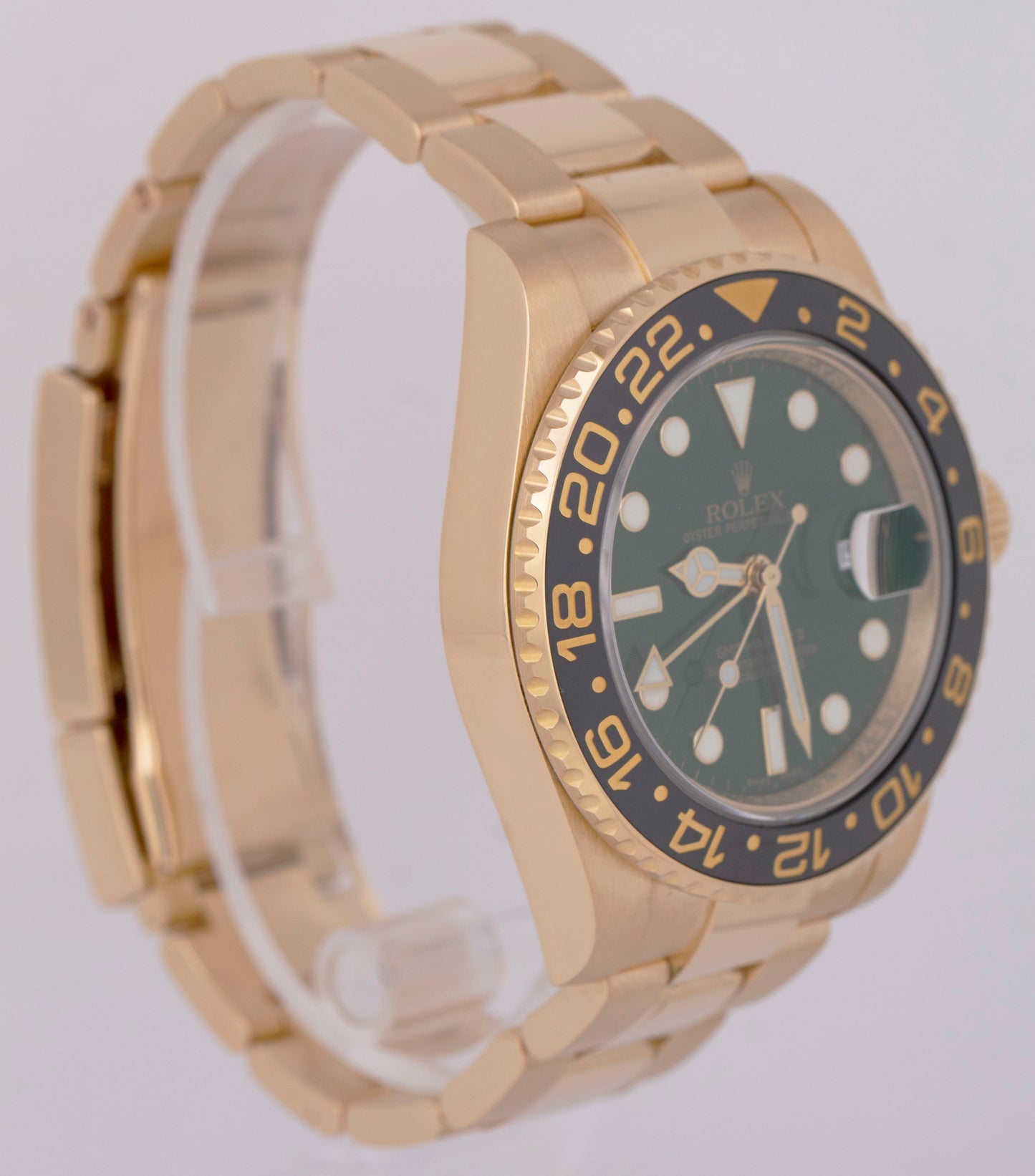 MINT PAPERS Rolex GMT-Master II GREEN MONEY DIAL 18K Yellow Gold 40mm 116718 BOX