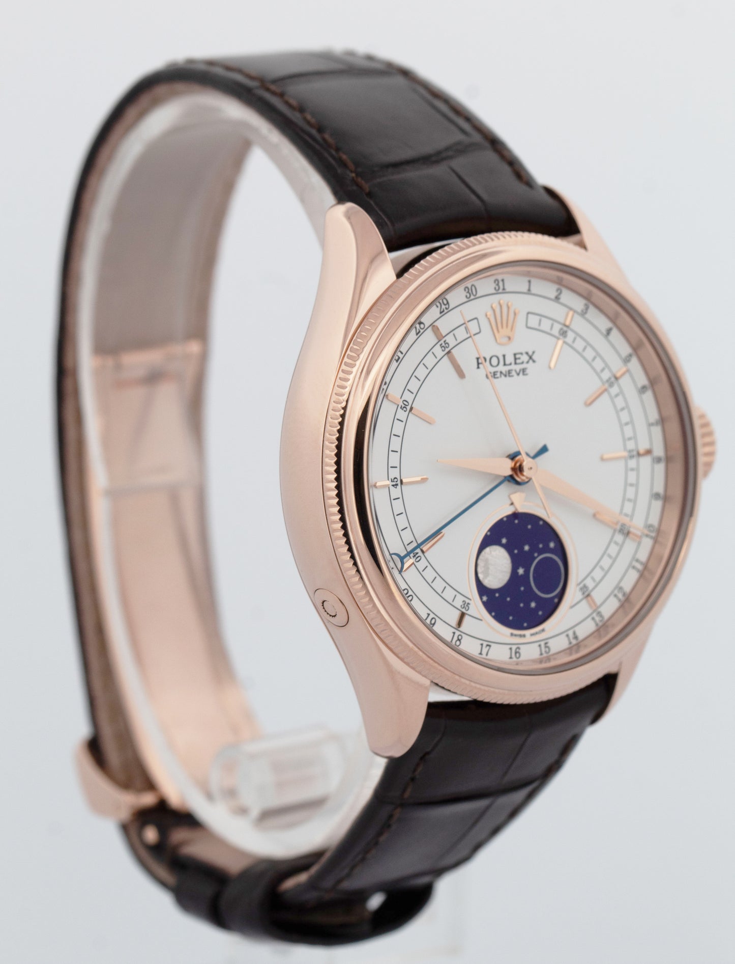 2021 PAPERS Rolex Cellini Moonphase WHITE 18K Everose Gold 39mm 50535 Watch BOX