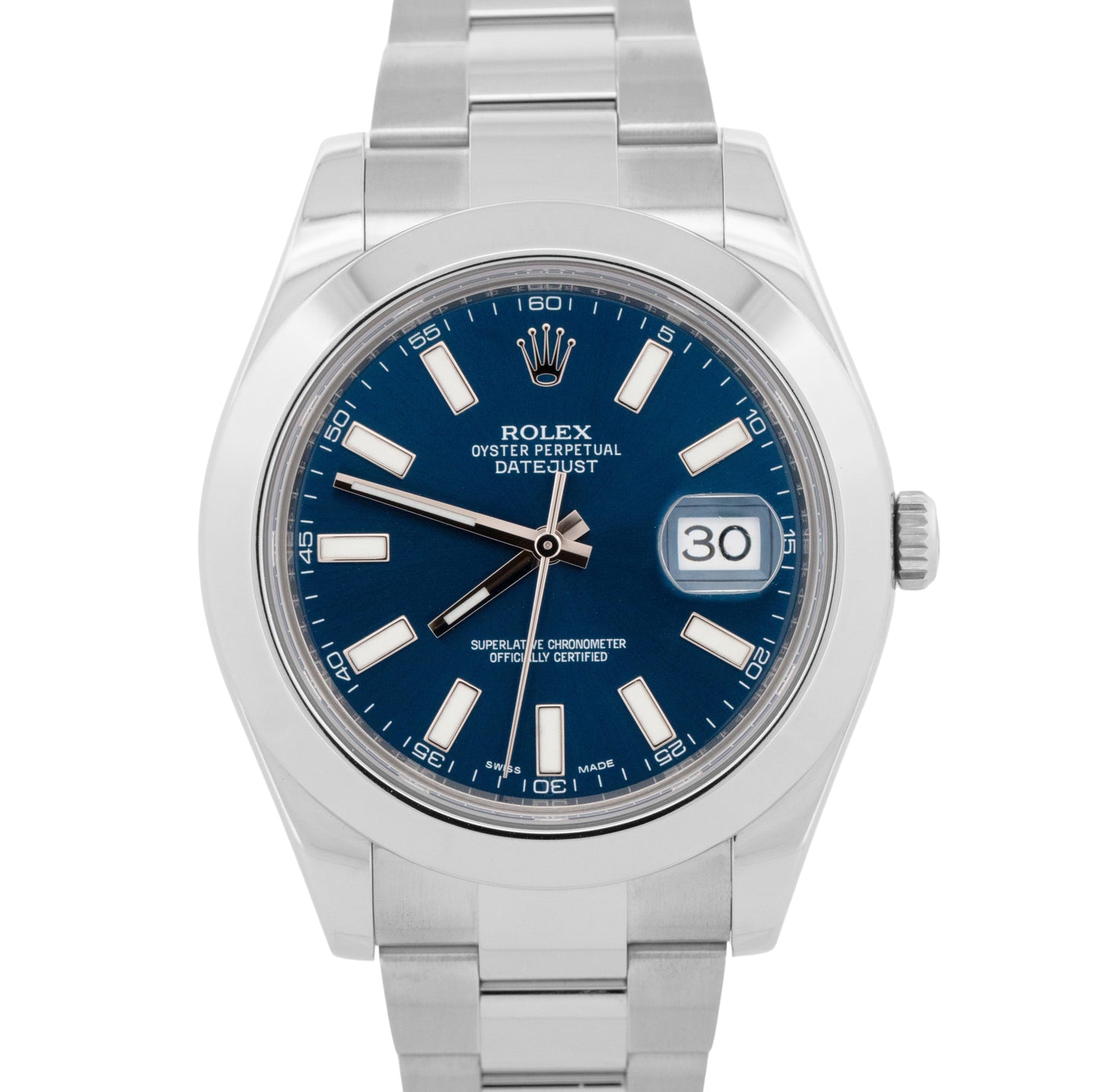 PAPERS Rolex DateJust II 41mm BLUE Stainless Steel OYSTER Smooth 116300 BOX