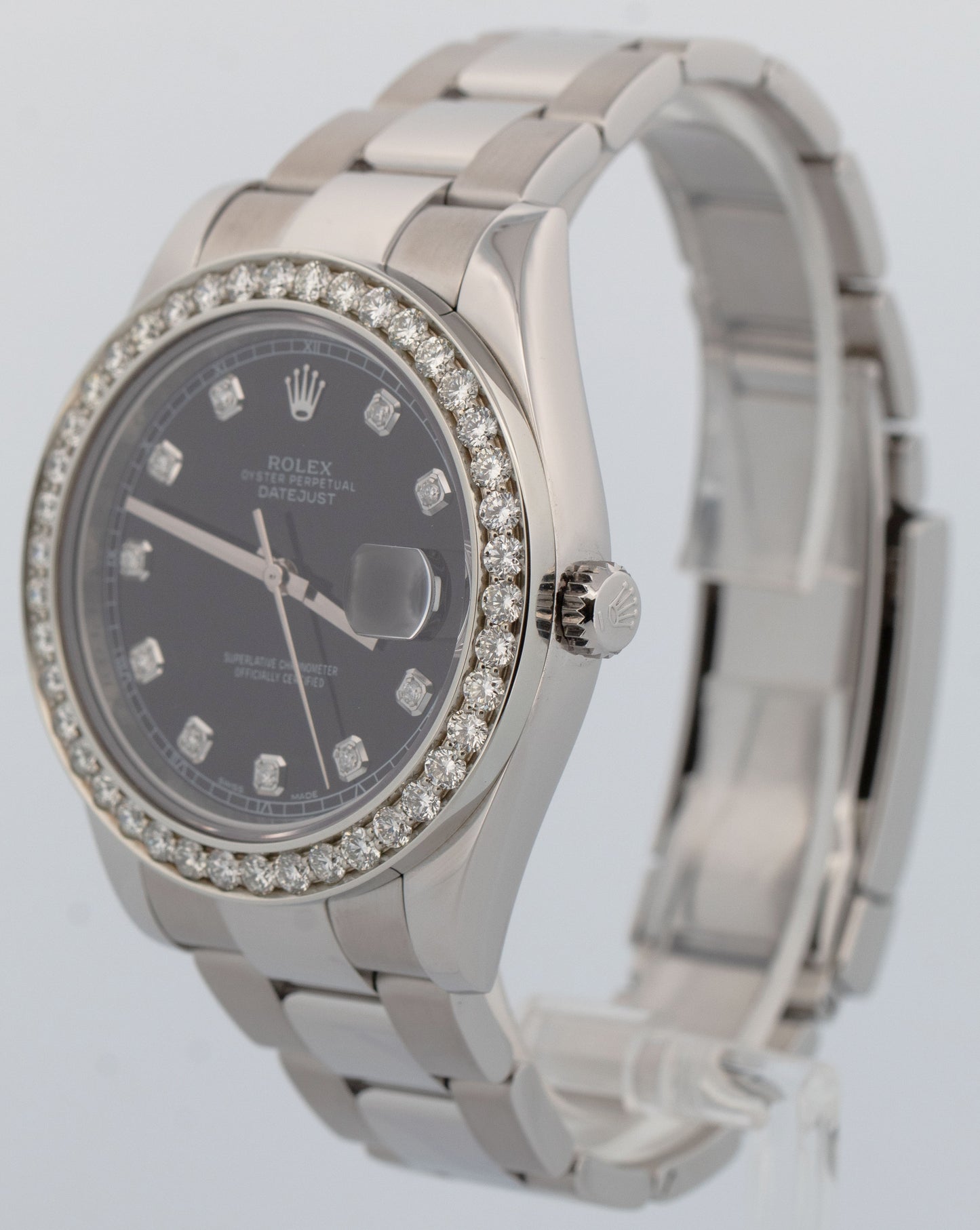 Rolex DateJust II BLACK DIAMOND BEZEL Stainless Steel 41mm Oyster 116334 Watch
