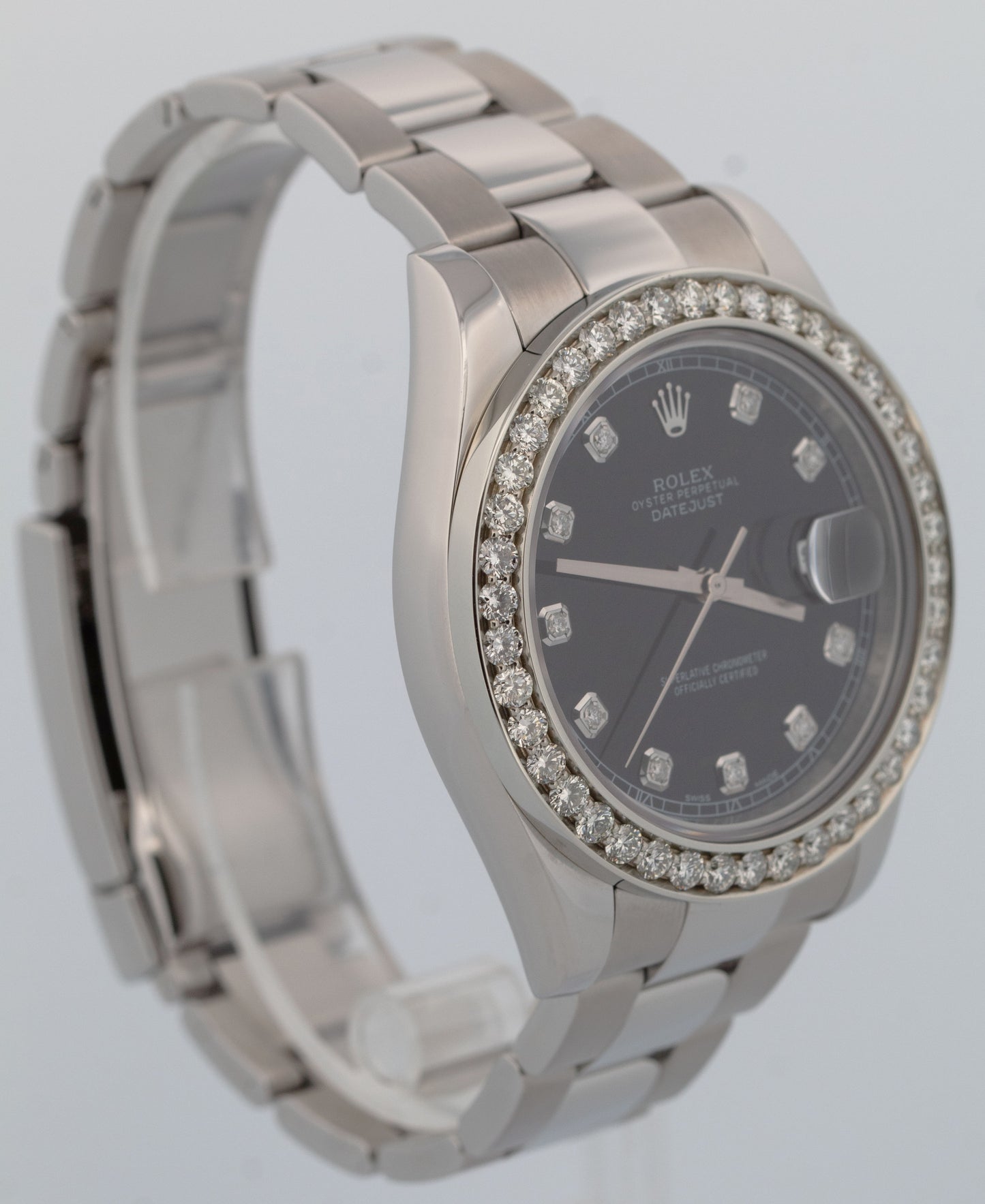 Rolex DateJust II BLACK DIAMOND BEZEL Stainless Steel 41mm Oyster 116334 Watch