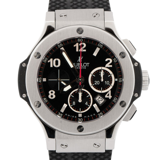 PAPERS Hublot Big Bang BLACK Stainless Steel 44mm Rubber 301.SX.130.RX Watch BOX