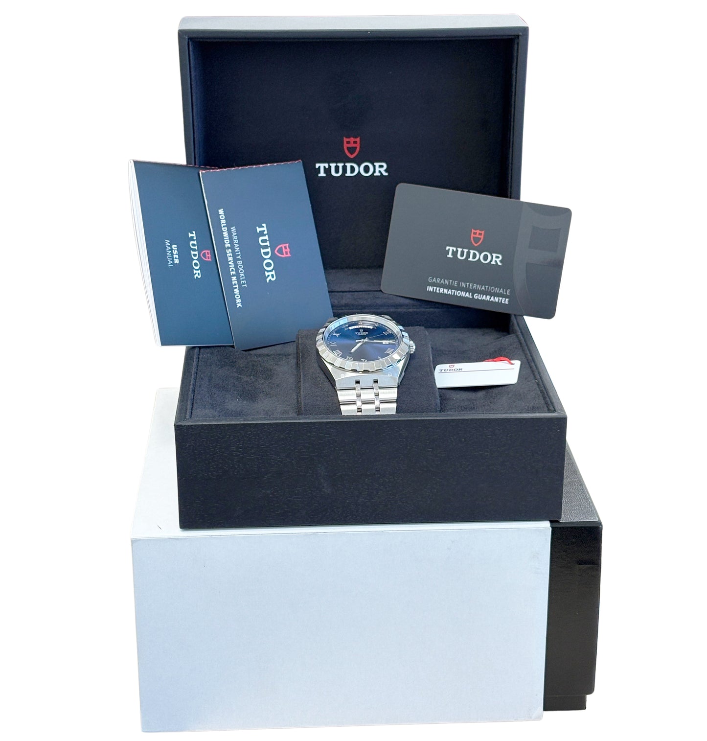 PAPERS Tudor Royal 41mm Blue Roman Automatic Stainless Day Date 28600 Watch BOX