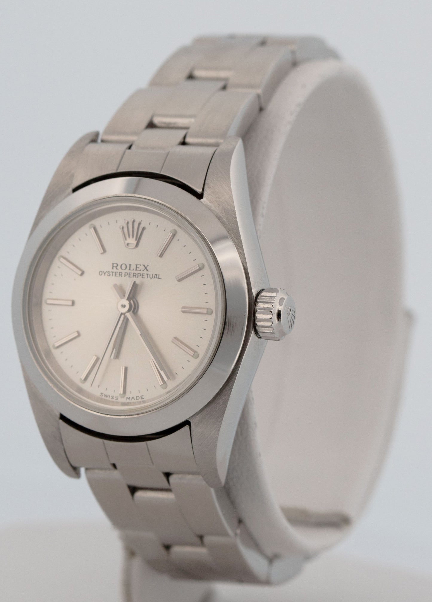 Rolex Oyster Perpetual 24mm Silver NO-HOLES Stainless Steel Oyster Watch 76080