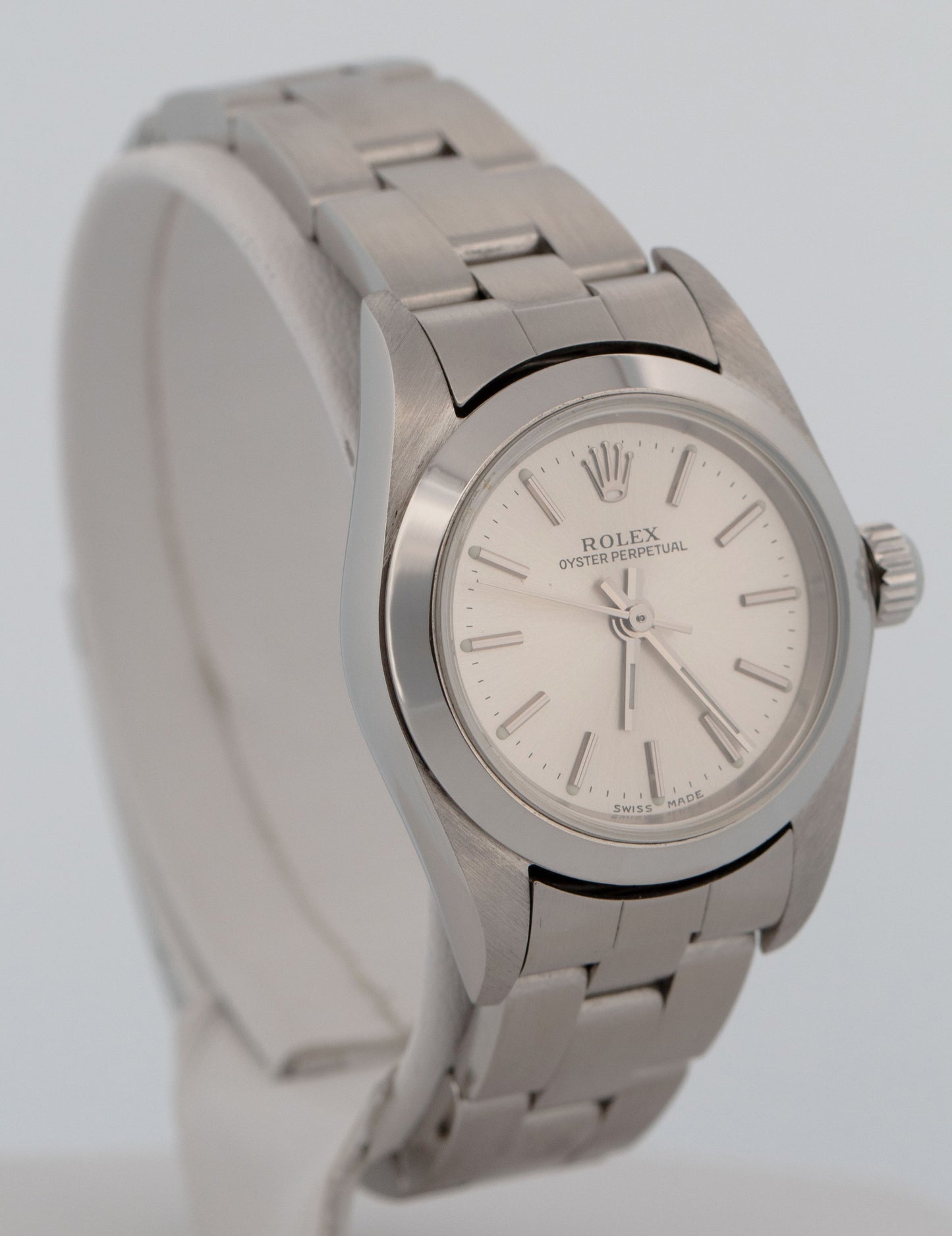 Rolex Oyster Perpetual 24mm Silver NO-HOLES Stainless Steel Oyster Watch 76080