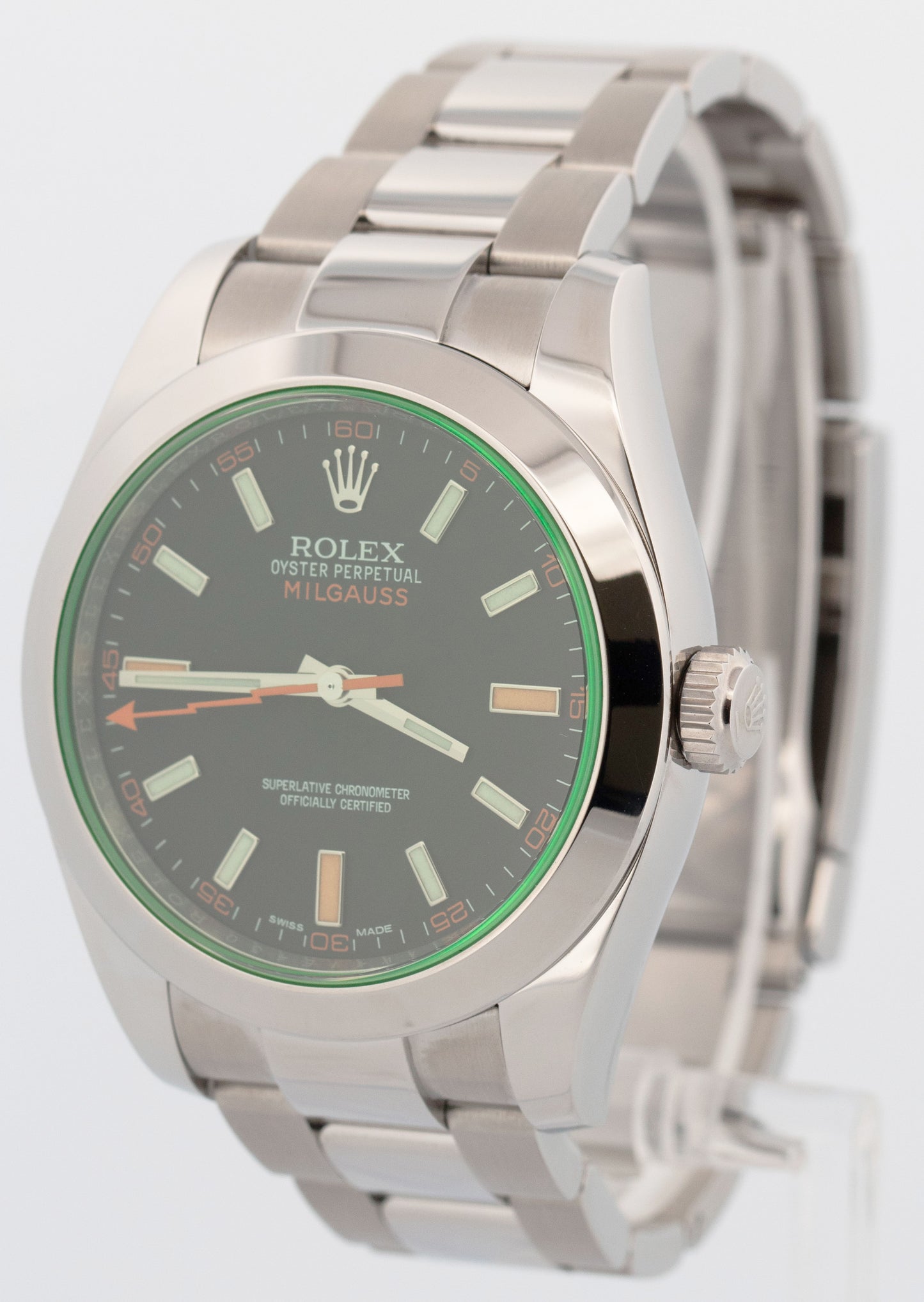 2019 PAPERS Rolex Milgauss Green BLACK 40mm 116400 GV Stainless Steel Watch BOX