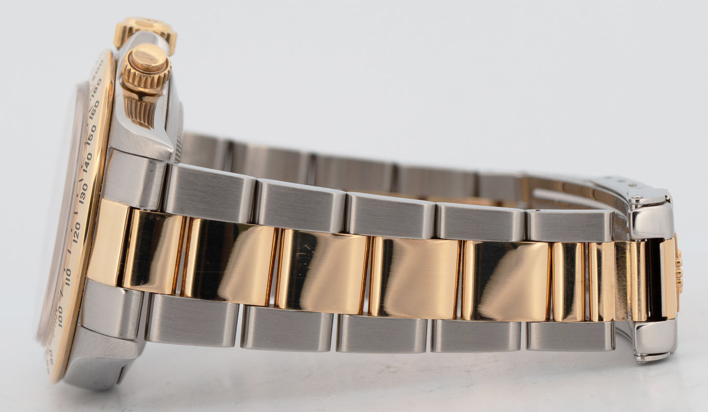 1996 Rolex Daytona Cosmograph WHITE Two-Tone 18K Yellow Gold Steel Watch 16523