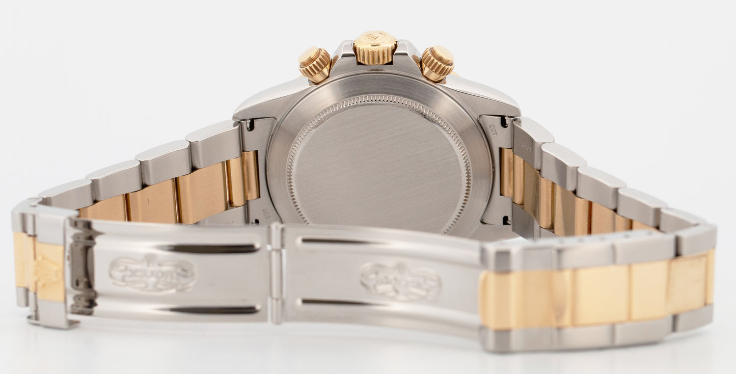 1996 Rolex Daytona Cosmograph WHITE Two-Tone 18K Yellow Gold Steel Watch 16523