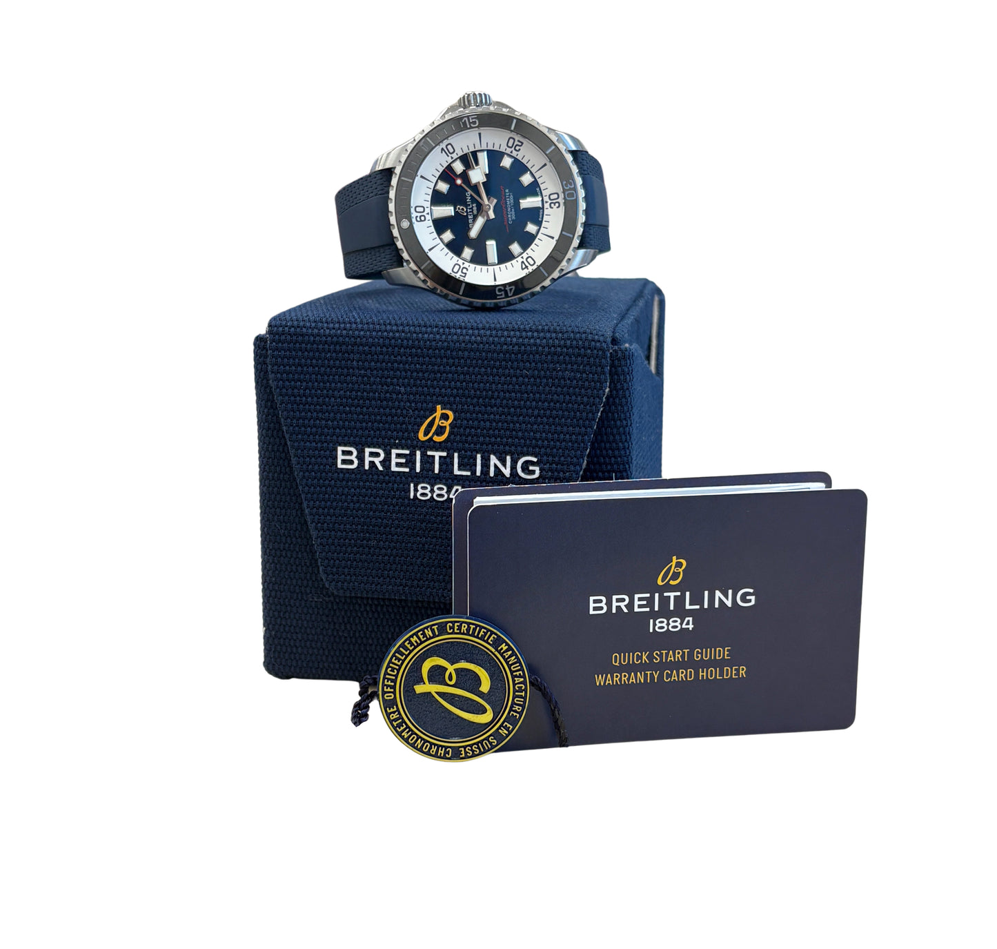 PAPERS Breitling SuperOcean 44mm Blue Steel Watch A17376 Automatic Watch BOX