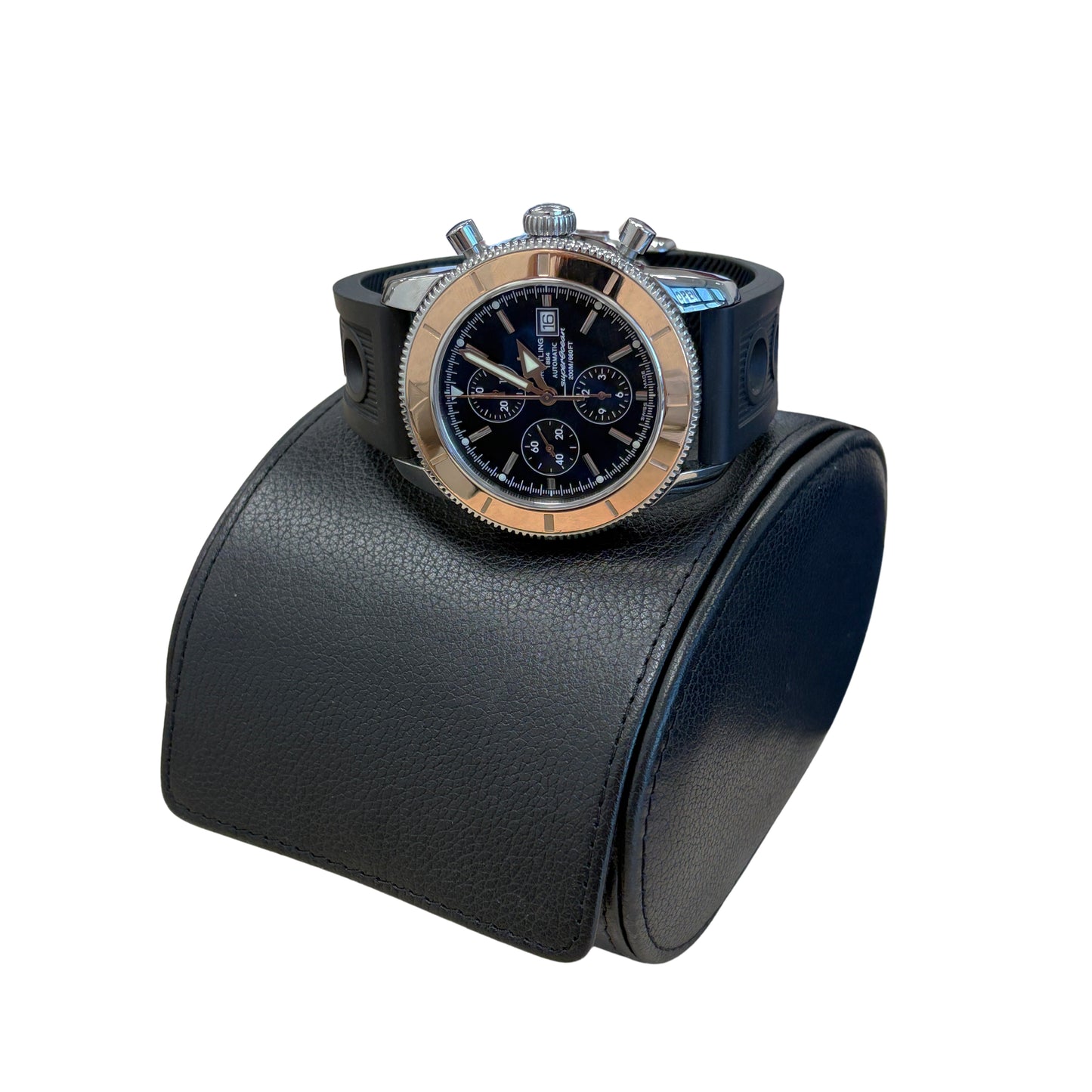 Breitling Superocean 46mm Stainless Steel 18K Rose Gold U13320 Rubber Watch BOX