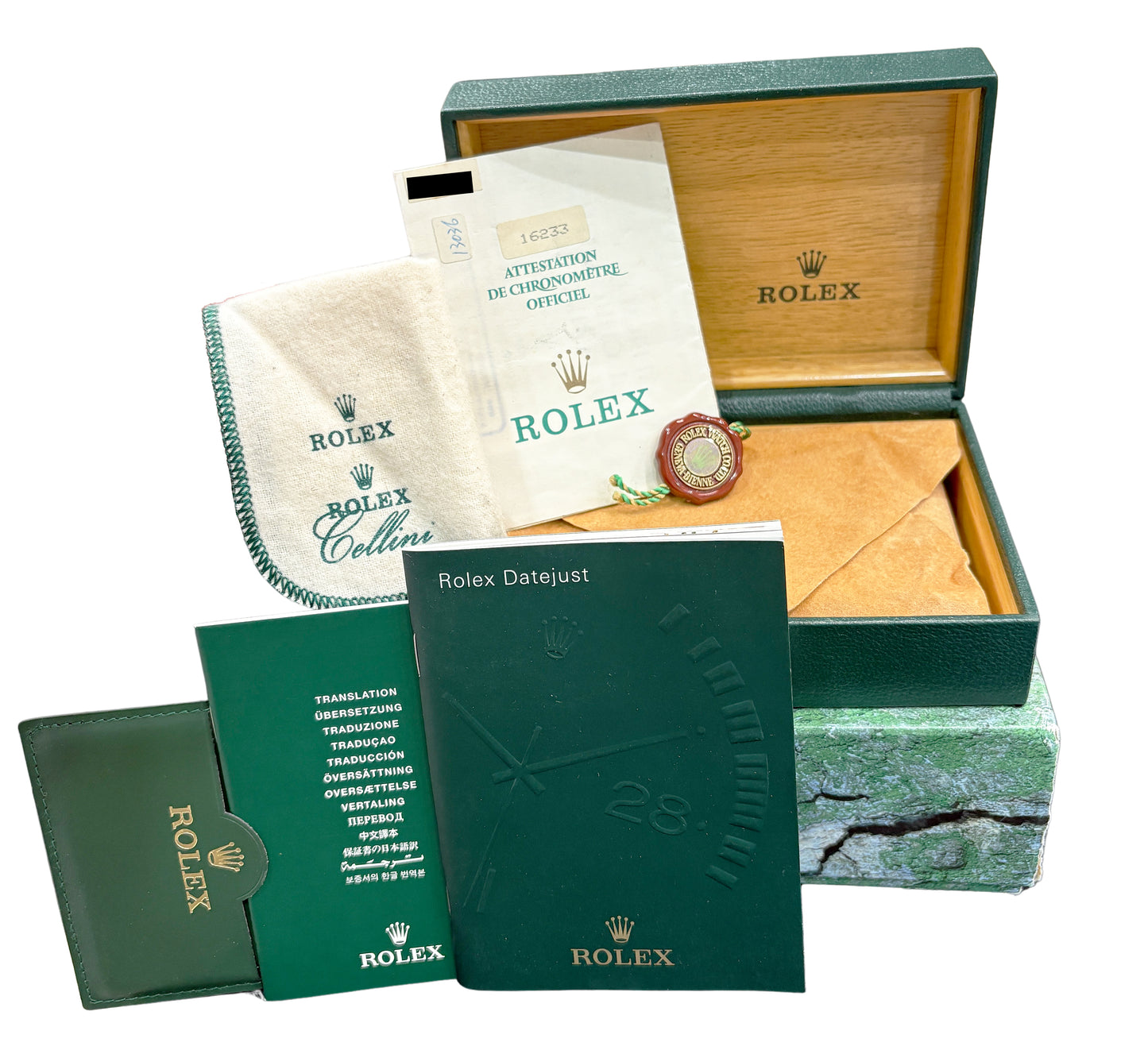 LNOS UNPOLISHED PAPERS Rolex DateJust 36mm HOUNDSTOOTH Jubilee Watch 16233 BOX