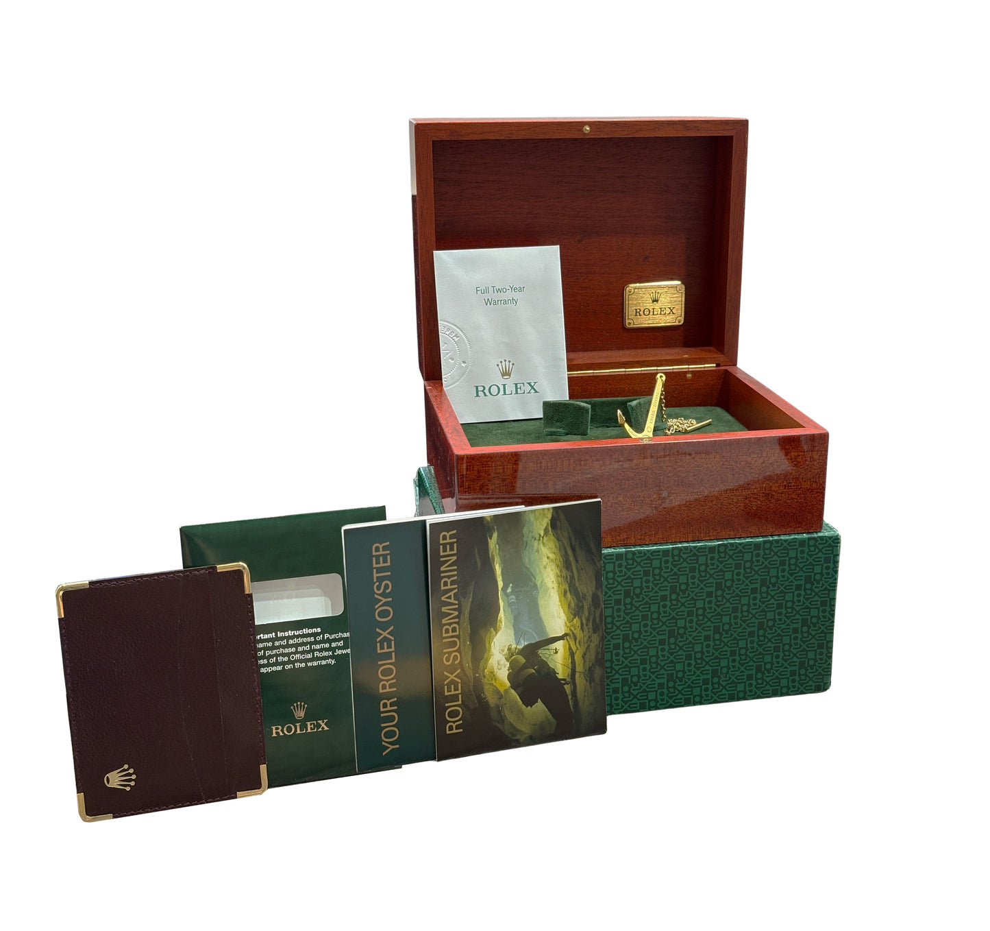 PAPERS Rolex Submariner Date 16618 LB 18K Yellow Gold Oyster BLUE 40mm Watch BOX