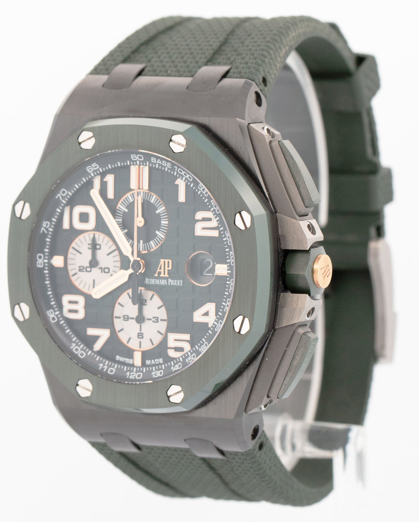PAPERS Audemars Piguet Royal Oak Offshore GREEN Ceramic 44mm Watch 26405CE BOX