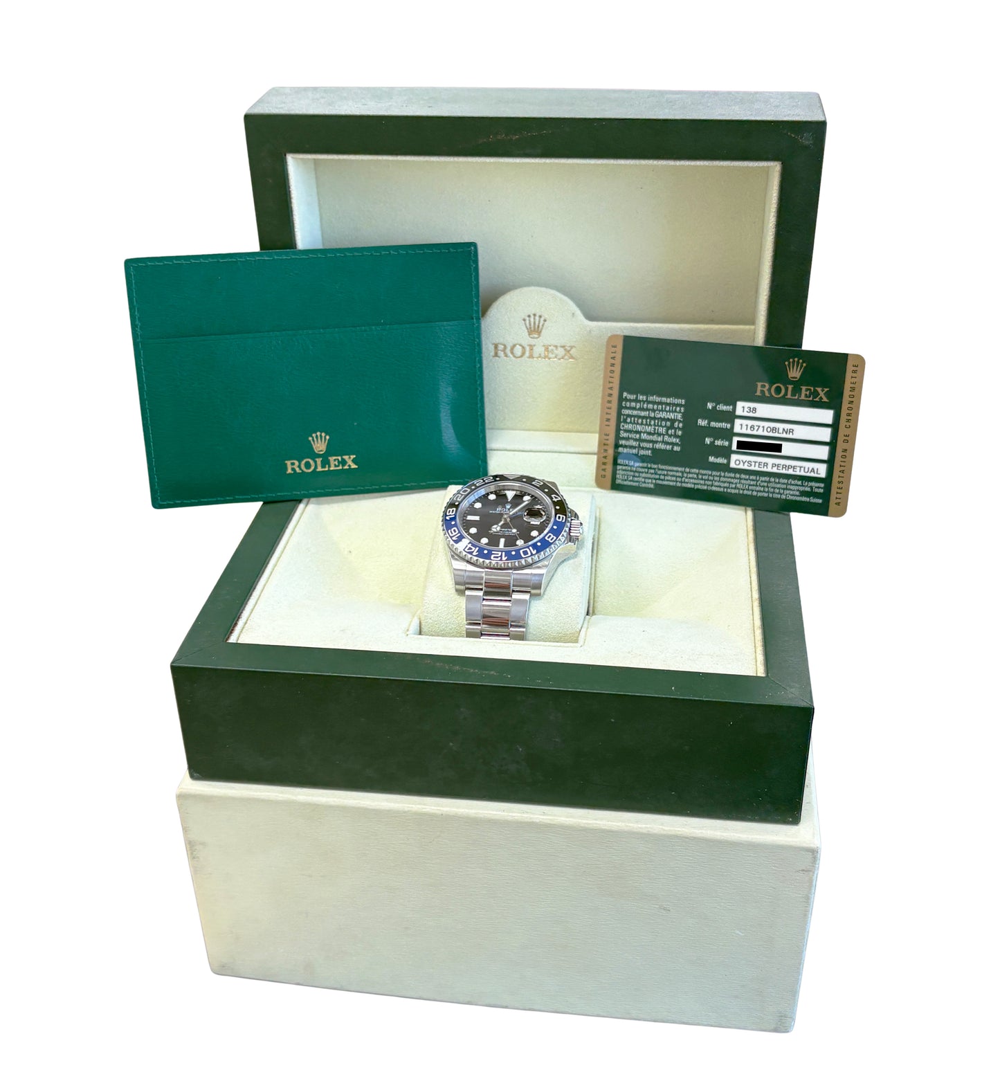PAPERS Rolex GMT-Master II BATMAN Blue Black Steel Ceramic 40mm 116710 BLNR BOX