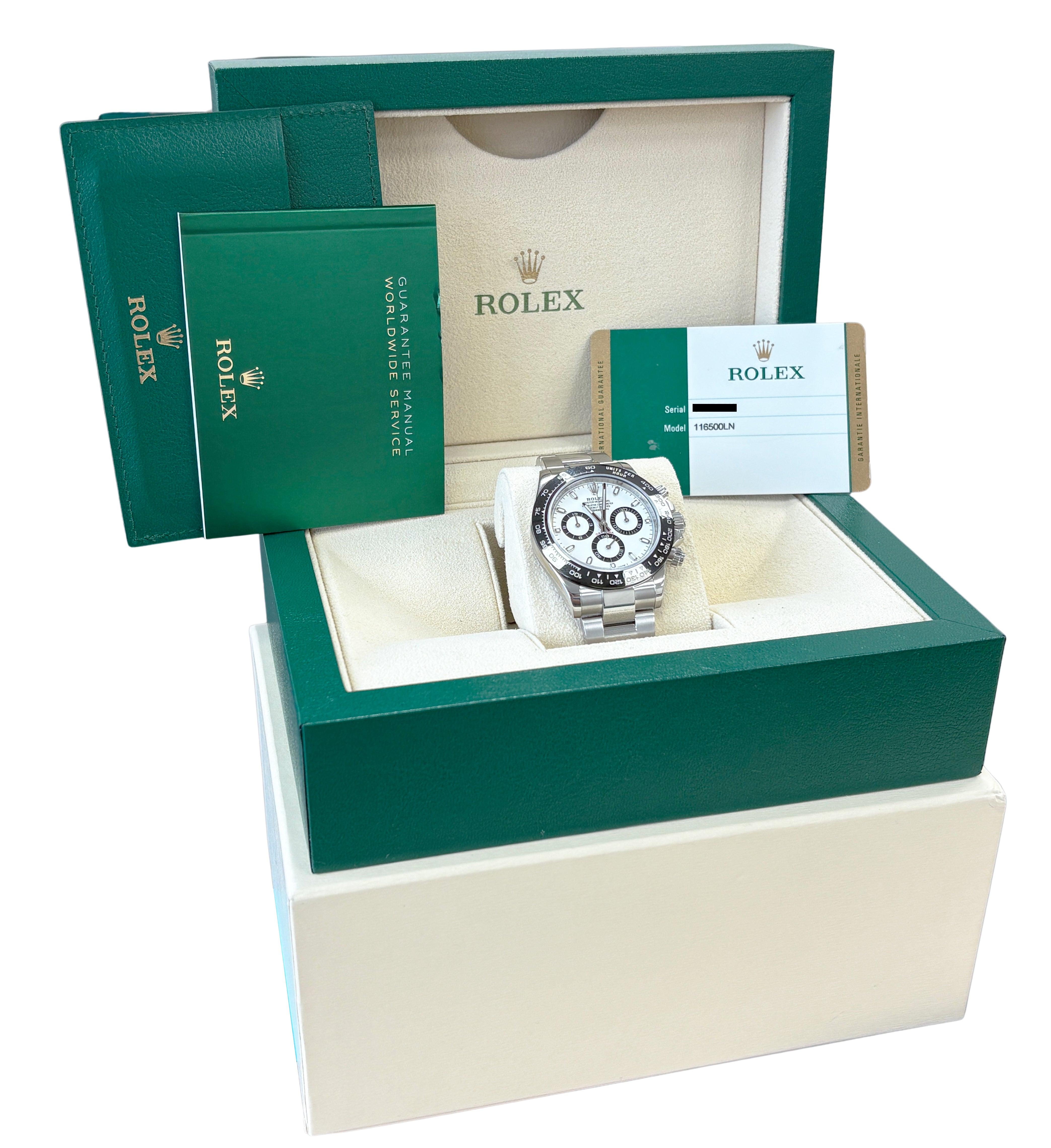 PAPERS Rolex Daytona PANDA White Ceramic Stainless Steel 40mm BOX