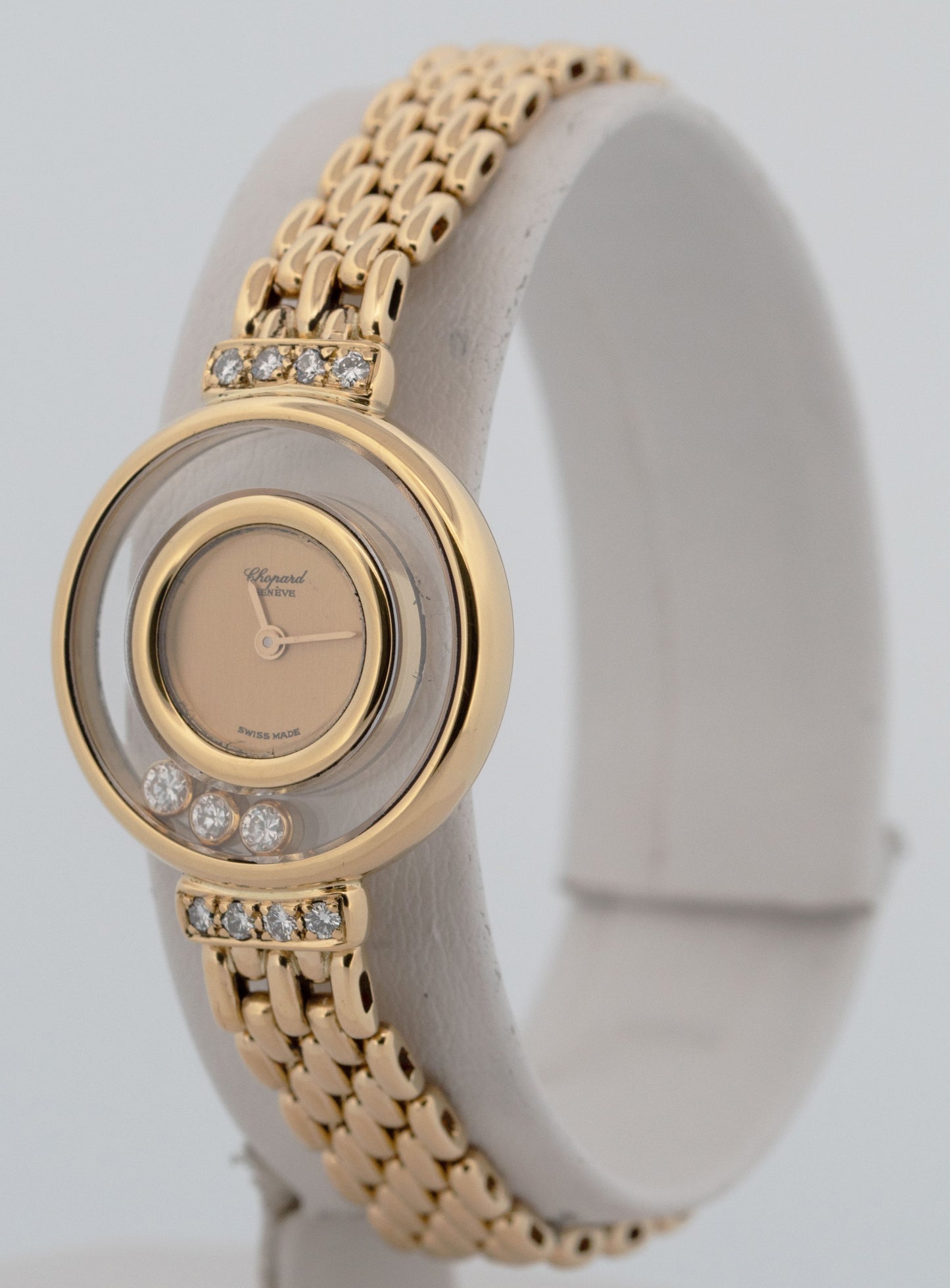 Ladies Chopard Happy Diamonds 4100 23mm 18K Yellow Gold Champagne Quartz Watch
