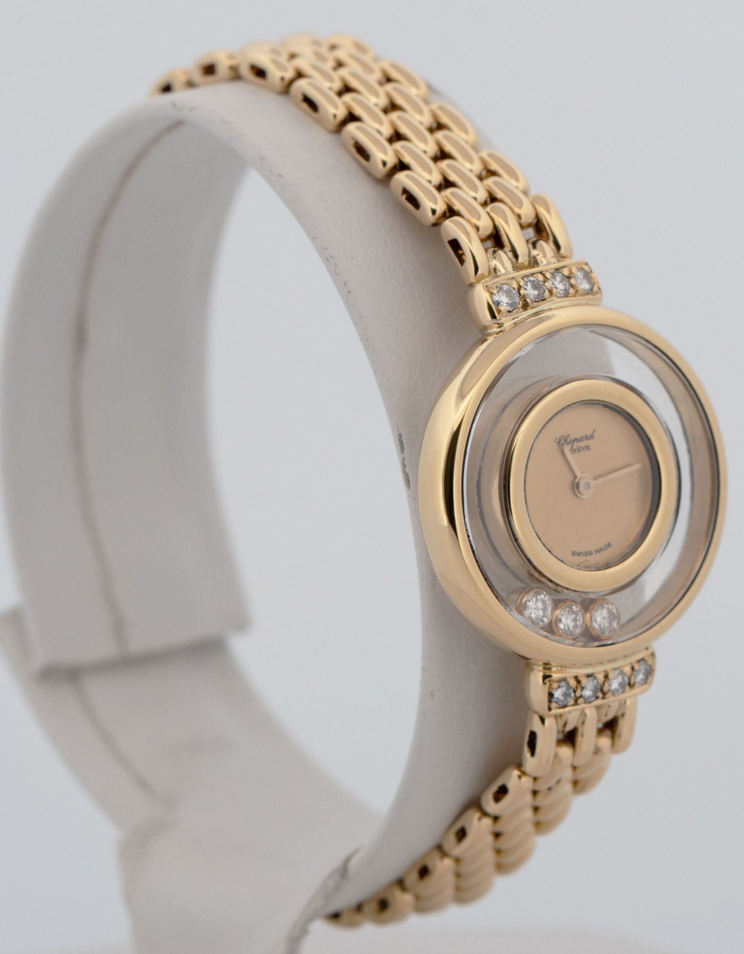 Ladies Chopard Happy Diamonds 4100 23mm 18K Yellow Gold Champagne Quartz Watch
