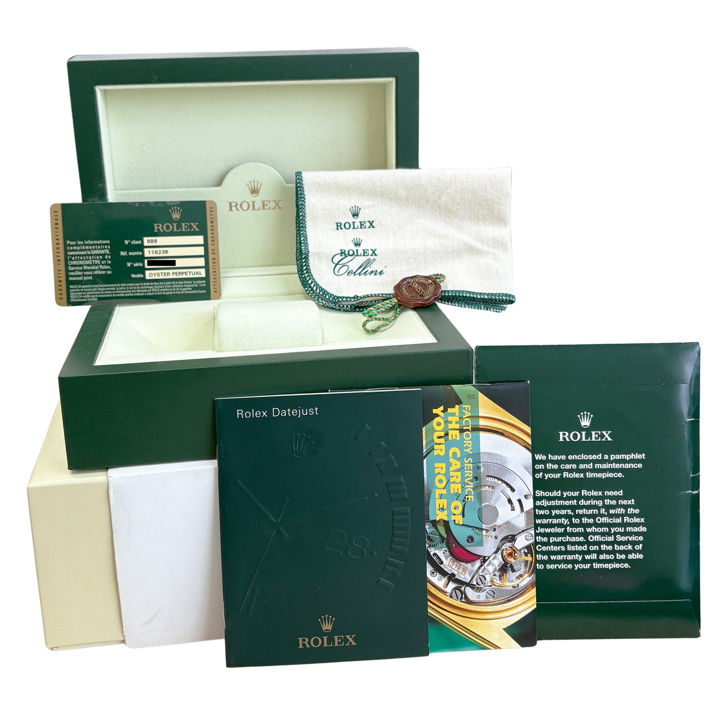 PAPERS Rolex DateJust 36mm CHAMPAGNE JUBILEE DIAMOND 18K Gold 116238 Watch BOX