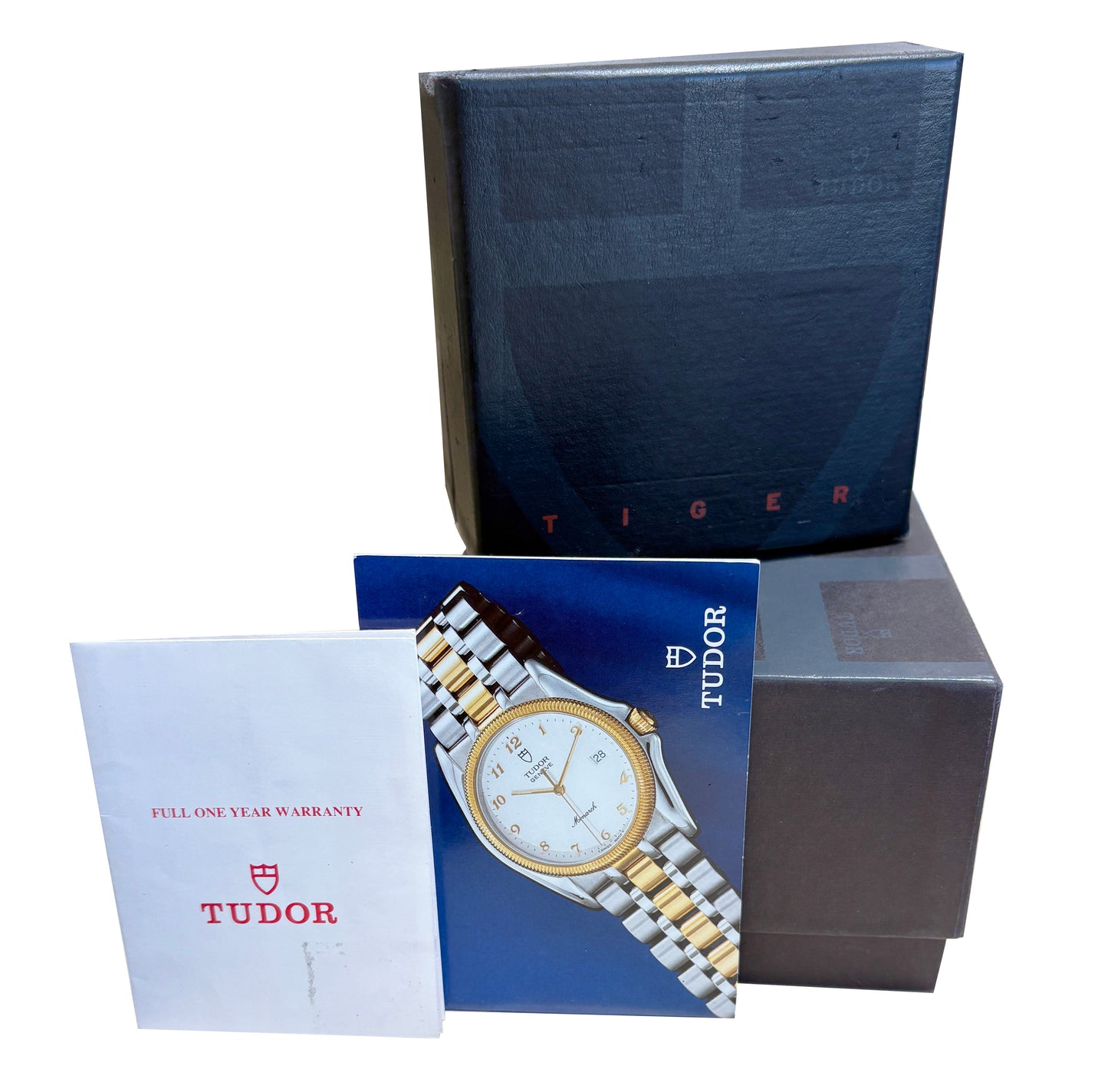 PAPERS Tudor Prince Date Tiger Black Chronograph 79260 40mm Stainless Watch BOX